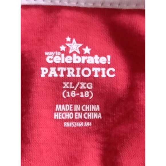 Way To Celebrate Patriotic Red Graphic T-Shirt Top Size XL 16-18 - Picture 6 of 7